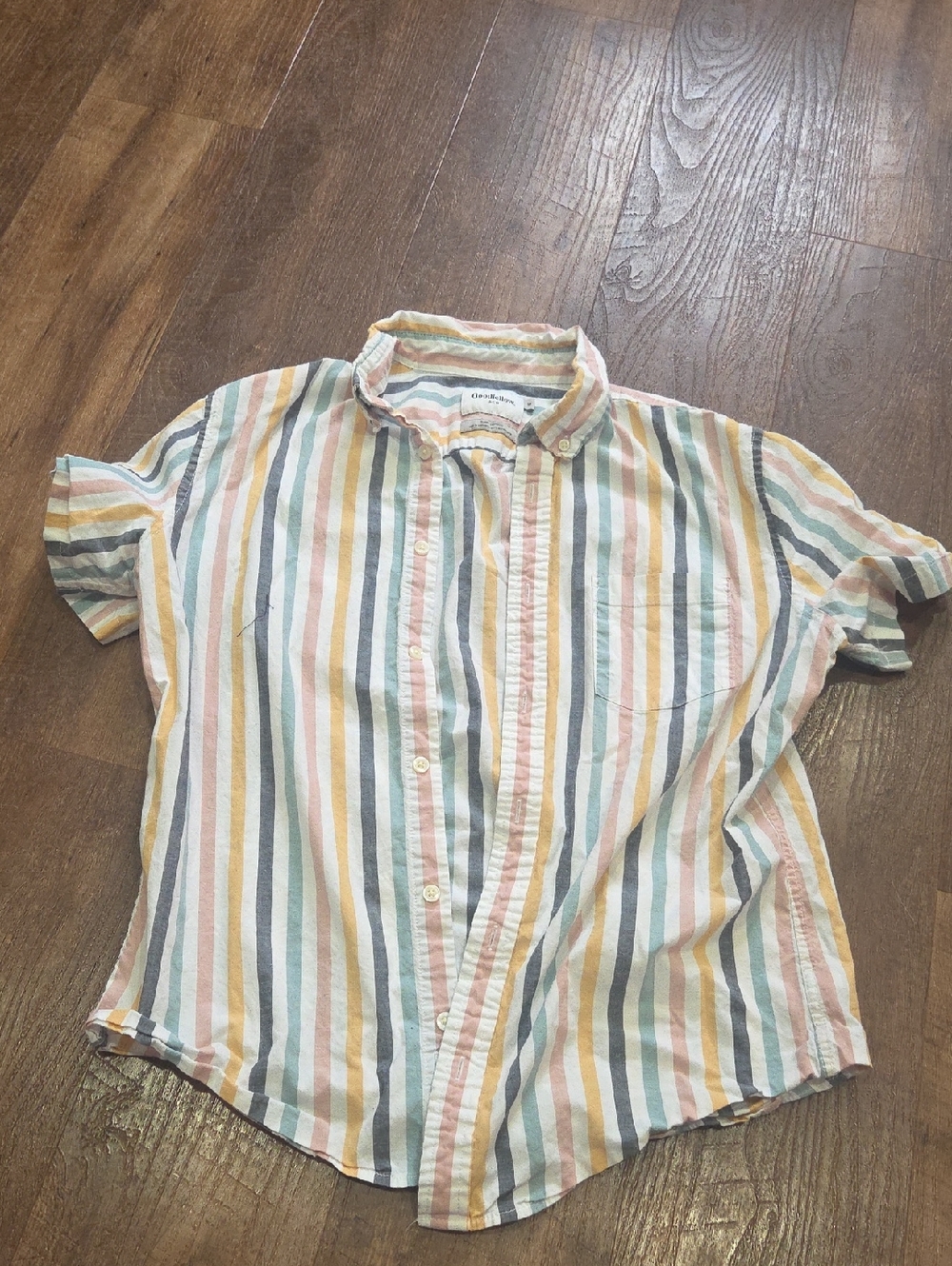 Goodfellow & Co Multicolor Vertical Stripe Short-Sleeve Button-Down Shirt